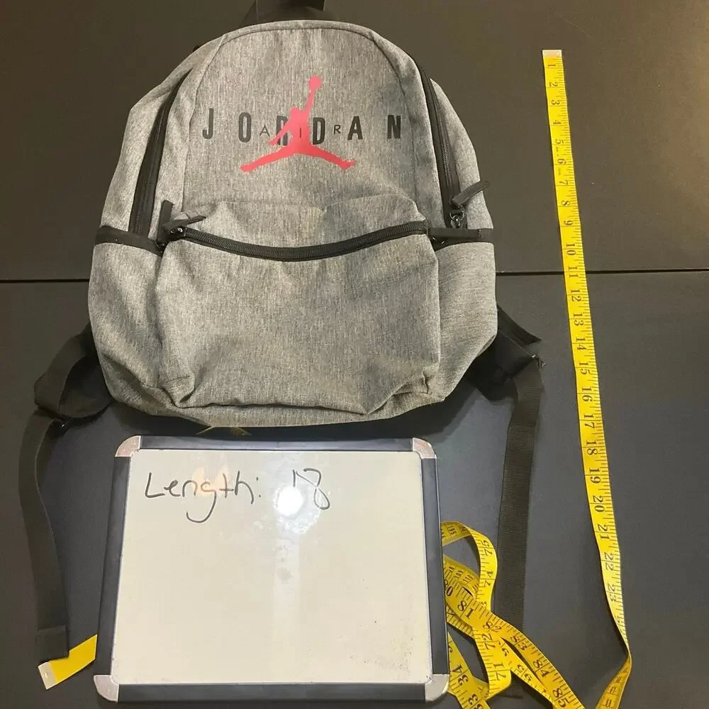 Nike Air Jordan Backpack Gray Red Jumpman Logo School Laptop Bag Large